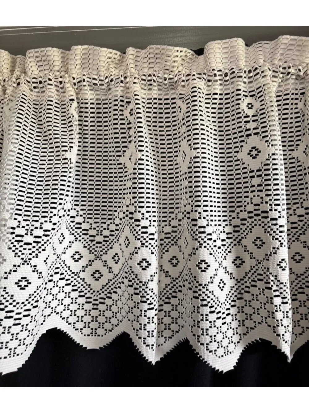 Crochet Cream Valance Curtain Panel 19